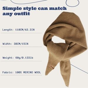 NWT Camel 100% Merino Wool Triangle Scarf